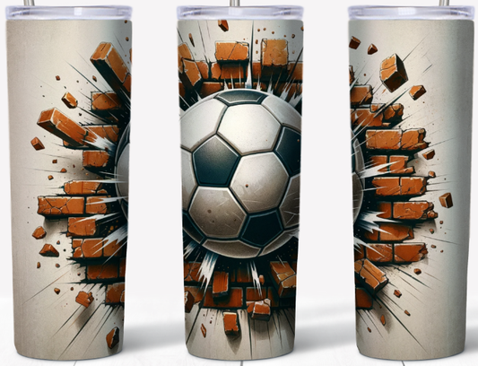 Soccer breaking through bricks 20oz Tumbler