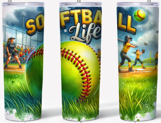 Softball Life ball on field 20oz Tumbler