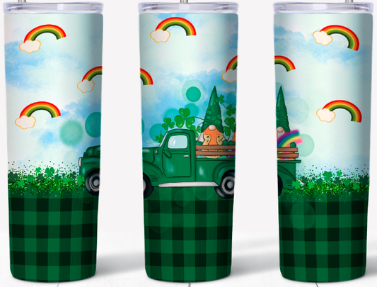 Rainbow Gnome in Green Truck 15 & 20oz Tumbler