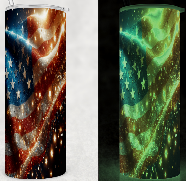 Star Spangled American Flag Glow in the Dark 20oz Tumbler