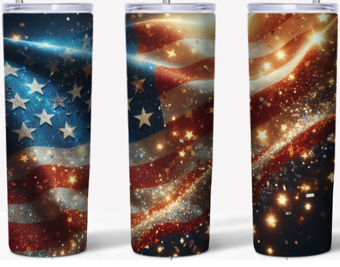 Star Spangled American Flag Glow in the Dark 20oz Tumbler