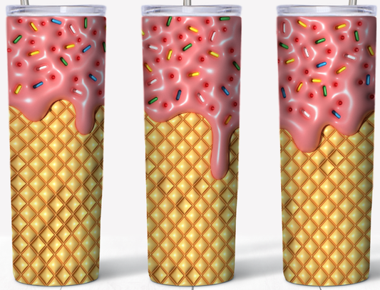 Strawberry with Rainbow Sprinkles cone 20oz Tumbler