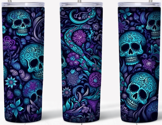 Sugar Skulls Blue and Purple 20oz Tumbler