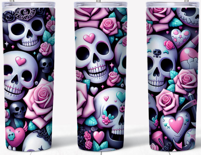 Sugar Skulls Puple and Pink 20oz Tumbler