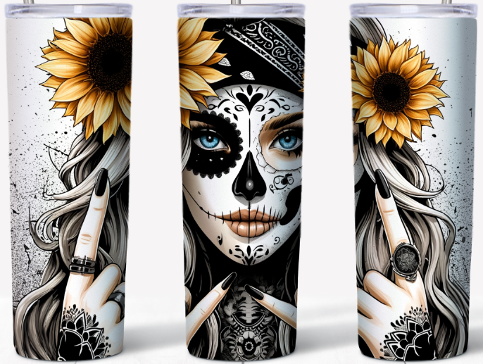 Sugar skulls female with Sunflowers 20oz Tumbler