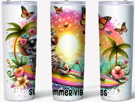 Summer Vibes Skeleton 20oz Tumbler