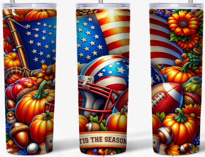 'Tis the Season Fall Football 20oz Tumbler