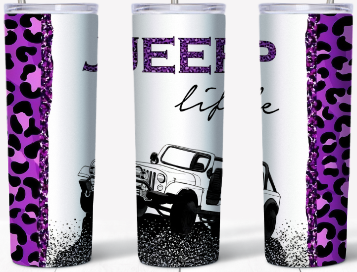 Truck Life Purple with animal print 20oz Tumbler