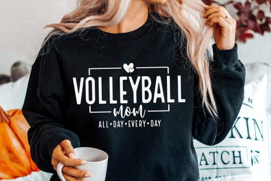 Volleyball Mom all day every day Crewneck Sweatshirt