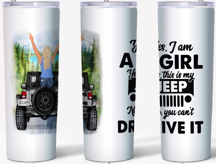 Yes I'm a Girl Blonde ponytail 20oz Tumbler