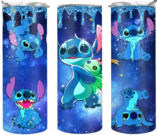 Cartoon Alien Blue Glitter 20oz Tumbler