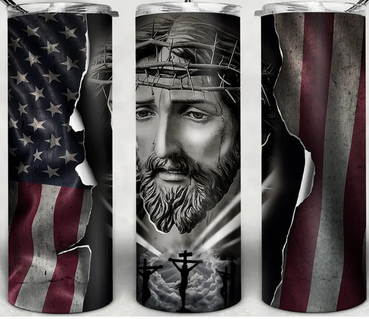 Jesus American Flag 20oz Tumbler