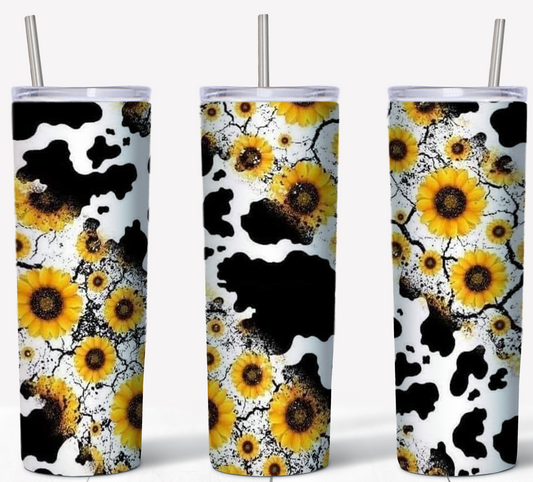 Sunflower Cowprint 20oz Tumbler