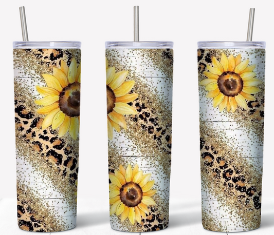 Sunflower and Leopard 20oz Tumbler